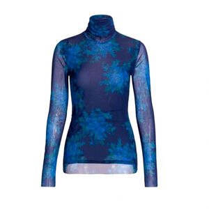 NWT GANNI Floral Mesh Turtleneck. Size 40/8.